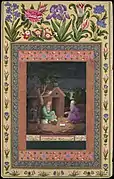 "Two Old Men in Discussion Outside a Hut", Folio from the Davis Album. Iran, 1674-1675. Metropolitan Museum of Art