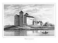 The castle drawn by Johan Knutson and published in Finland framställdt i teckningar&nbsp;[sv] in 1845