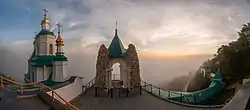 View of the St. Nicholas Church and the St. Andrew Chapel of the Holy Mountains Lavra