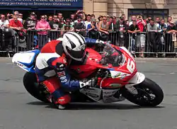 Superstock TT&nbsp;– Michael Dunlop (6) Honda Parliament Square, Ramsey 3 June 2013.
