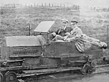 John Alcock and Arthur Whitten Brown in the Lancia railcar