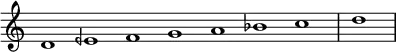 \relative c' {
\cadenzaOn \omit Staff.TimeSignature
\tempo 1 = 90 \set Score.tempoHideNote = ##t
d1 eeh f g a bes c \bar "|" d \bar "|"
}