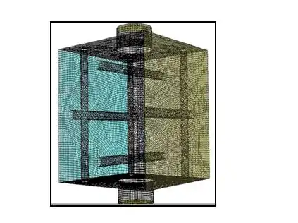 3D Geometry used to create turbulence at the inlet of honeycomb with meshing