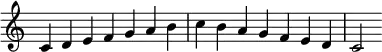 {
\omit Score.TimeSignature \relative c' { \time 7/4 c4 d e f g a b c b a g f e d c2 } }