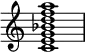 {
\override Score.TimeSignature #'stencil = ##f
\relative c' {
\clef treble \time 4/4
<c e g bes d f a>1
} }
