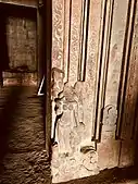 Defaced goddess Ganga, entrance