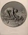 A child being rescued from a shipwreck, two women are in the sea about to be rescued by a boat. Stipple engraving by A. Roffe after F.R. Roffe after W. Wyon