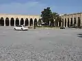 A sweeping piazza and the entrance area for the Atashgah fire worshippers' temple