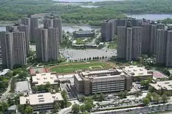 Aerial view of Co-op City, which was built on the site of Freedomland's parking lot