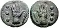 Quadrans (c. 230–226 BC. weight 63.19 gVecchi 61; Crawford 27/8)