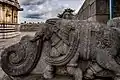 An Ornate Elephant balustrade at the main temple entrance