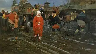 A 17th-century Moscow Street on a Holiday. 1895