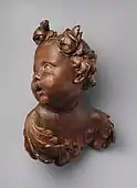 Southern German Baroque angel, by Ignaz Günther, circa 1760–1770, lindenwood with traces of gesso, 26.7 x 18.4&nbsp;cm, Metropolitan Museum of Art