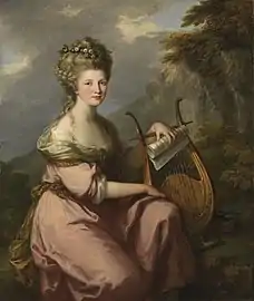 Portrait of Sarah Harrop (Mrs. Bates) as a Muse (1780–81), oil on canvas, 142 x 121&nbsp;cm., Princeton University Art Museum, New Jersey