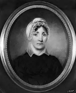 Mrs. Jonathan Hall (Bathsheba Mumford), the Artist's Mother, 1838. Miniature on ivory, 3+1⁄2 x 3 in. Private collection, Hillsborough, California