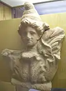 Antefix in the form of the head of Attis, terracotta, Fiesole.