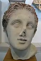 Ancient Greek terracotta head of a young man, found in Tarent, c. 300 BC, Antikensammlung Berlin.