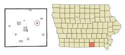 Location of Udell, Iowa