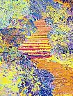 Tjaša Iris, Sunny Stairs and Flowers, acrylic on jutte, 120 x 90 cm, 2011