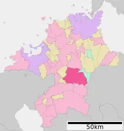 Location of Asakura in Fukuoka Prefecture