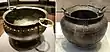 Bronze cauldrons. Left Cabárceno&nbsp;[es], Spain. Right Chiseldon, England.