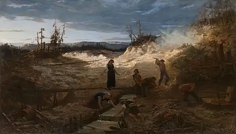 Ancient California, painting in the Musée Bartholdi, Colmar. Height 150&nbsp;cm (59&nbsp;in), width 200&nbsp;cm (79&nbsp;in). Between 1871 and 1876.