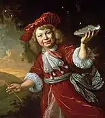 Portrait of a boy blowing bubbles
