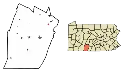 Location of Hopewell in Bedford County, Pennsylvania.