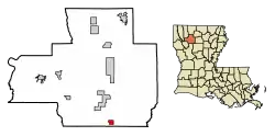 Location of Saline in Bienville Parish, Louisiana.