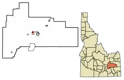 Location of Moreland in Bingham County, Idaho.