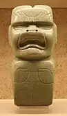 1200-400 BCE; polished green quartz (aventurine); height: 29&nbsp;cm, width: 13.5&nbsp;cm; British Museum (London)