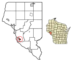 Location of Cochrane in Buffalo County, Wisconsin.