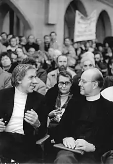 Peace prayer in the Johanniskirche&nbsp;[de] in Gera; Joachim Urbig (l.), Leich