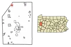 Location of Harrisville in Butler County, Pennsylvania.