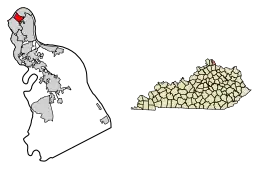 Location of Bellevue in Campbell County, Kentucky.