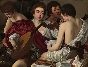 Caravaggio, The Musicians, oil on canvas, 92 × 118.5&nbsp;cm, The Metropolitan Museum of Art