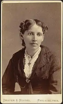 close up portriat carte de visite of Brooks who is a young woman with dark hair