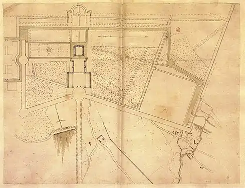 Site plan for the Château de Richelieu (c. 1639), drawing by Jacques Lemercier