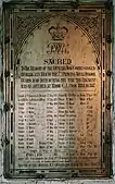 The 7th Princess Royal Dragoon Guards were at Mhow from 1884 to 1887 and placed this brass plaque in memory of their comrades who died during the tenure