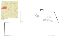 Location of Milan in Cibola County