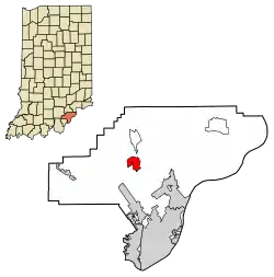 Location of Memphis in Clark County, Indiana.