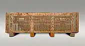 Coffin of the estate manager Khnumhotep; 1981–1802&nbsp;BC; painted wood (ficus sycomorus); height: 81.3&nbsp;cm (32&nbsp;in); Metropolitan Museum of Art (New York City)