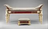 Couch and footstool with bone carvings and glass inlays; 1st–2nd century AD; wood, bone and glass; couch: 105.4 × 76.2 × 214.6&nbsp;cm; Metropolitan Museum of Art (New York City)
