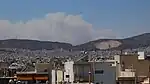 Smoke cloud from the Dervenochoria fire as seen from Ilion at 2:20&nbsp;pm on 18 July 2023.