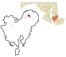 Location of Hurlock, Maryland