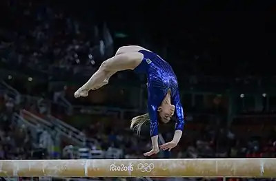 Image 8Balance beamCredit: Fernando FrazãoThe balance beam is a rectangular artistic gymnastics apparatus, as well as the event performed using the apparatus. Pictured is Daniele Hypólito in the final of the women's artistic gymnastics competition at the Rio 2016 Olympic Games, where Brazil finished in 8th place.More selected pictures
