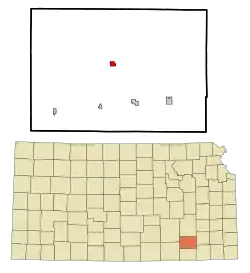 Location within Elk County and Kansas