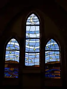 The stained glass windows of the Christ church&nbsp;[es] in Province of Teruel