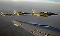 The Griffins flying F-16B fighters during the Red Flag 2010 exercise.