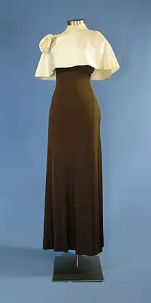 A formal gown with a cape designed by Luis Estévez in 1975, for First Lady Betty Ford.